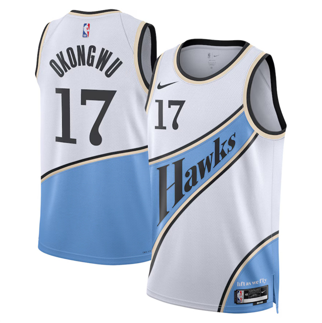 Men's White Atlanta Hawks #17 Onyeka Okongwu 2024/25 City Edition Stitched Jersey